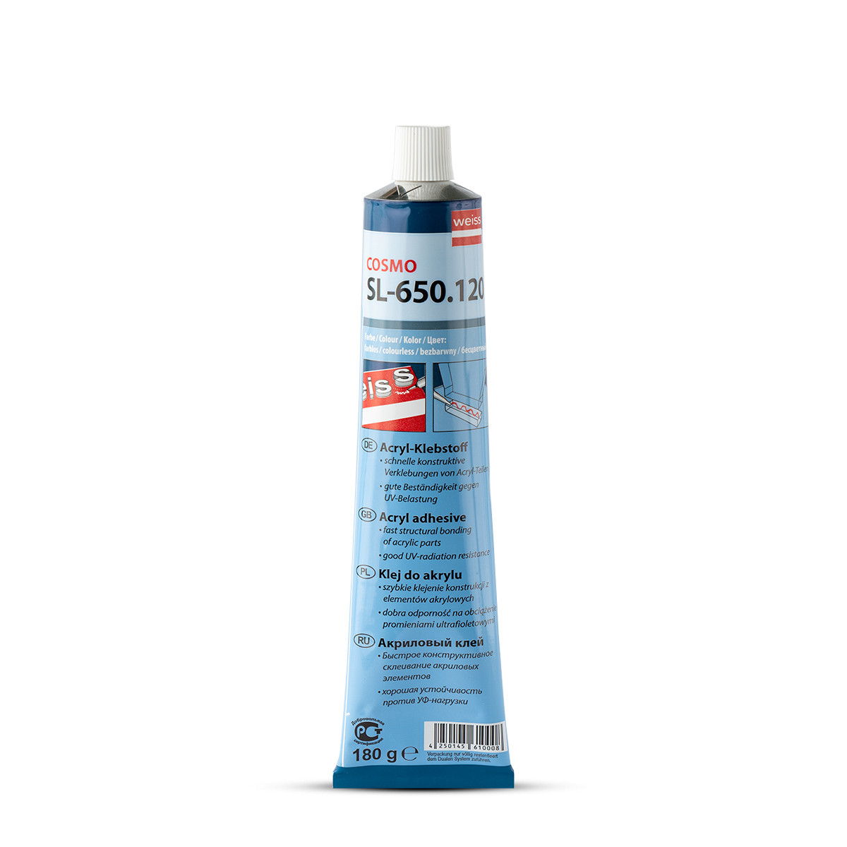 WEISS Klijai Cosmofen PMMA SL-650.120 skaidrūs, 180 g