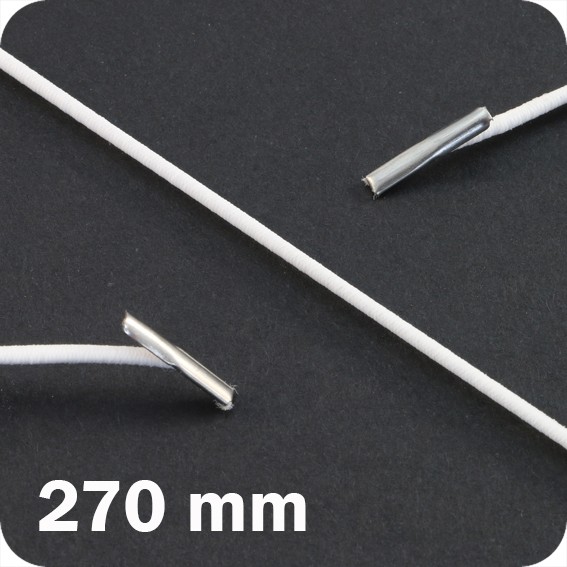 Apvalios elastinės gumelės su 2 metaliniais antgaliais 270mm ilgio, baltos sp. (100vnt.)