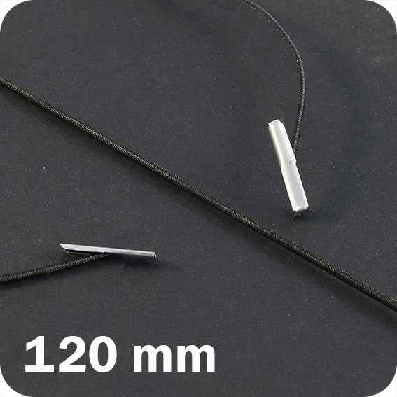 Apvalios elastinės gumelės su 2 metaliniais antgaliais 120mm ilgio, juodos sp. (100vnt.)