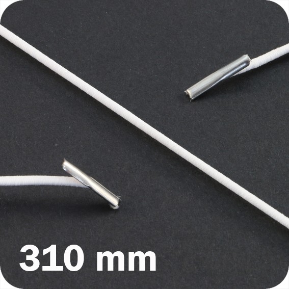 Apvalios elastinės gumelės su 2 metaliniais antgaliais 310mm ilgio, baltos sp. (100vnt.)
