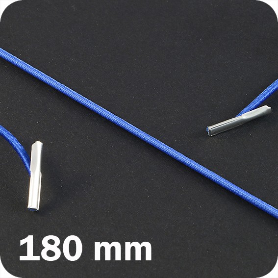 Apvalios elastinės gumelės su 2 metaliniais antgaliais 180mm ilgio, vid.mėlynos sp. (100vnt.)