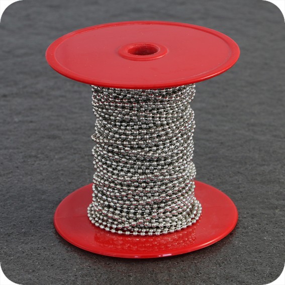 Metalinė nikeliuota burbuliukų grandinėlė, ritėje 25m ilgio, burbuliuko dn-2,4mm