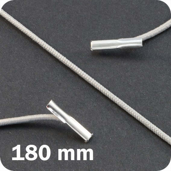 Apvalios elastinės gumelės su 2 metaliniais antgaliais 180mm ilgio, pilkos sp. (100vnt.)