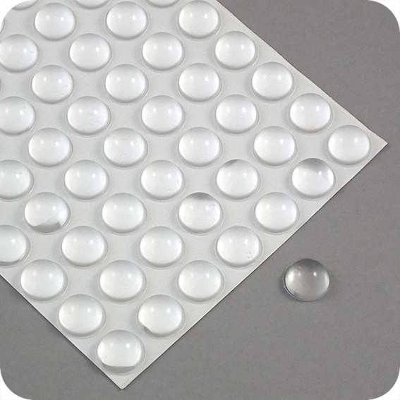 Lipnūs silikono kalneliai Bumpons ø - 16mm,  7,9mm storio, savilipiai, skaidrus, pusrutulio formos