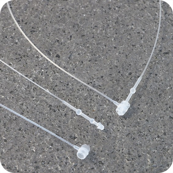 Plastikiniai lygūs laikikliai su kaiščiu, 125mm ilgio, skaidrūs