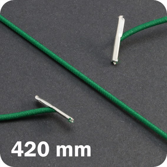 Apvalios elastinės gumelės su 2 metaliniais antgaliais 420mm ilgio, žalios sp. (100vnt.)