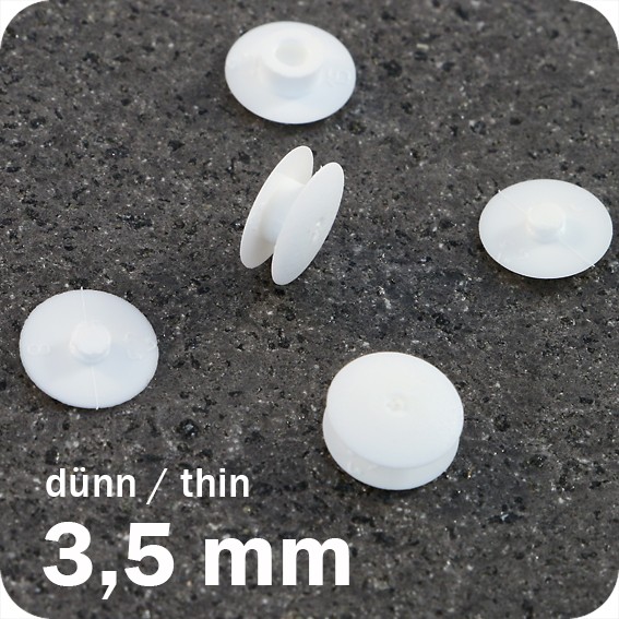 Plastikinės spaudės, baltos sp., 3,5mm ilgio