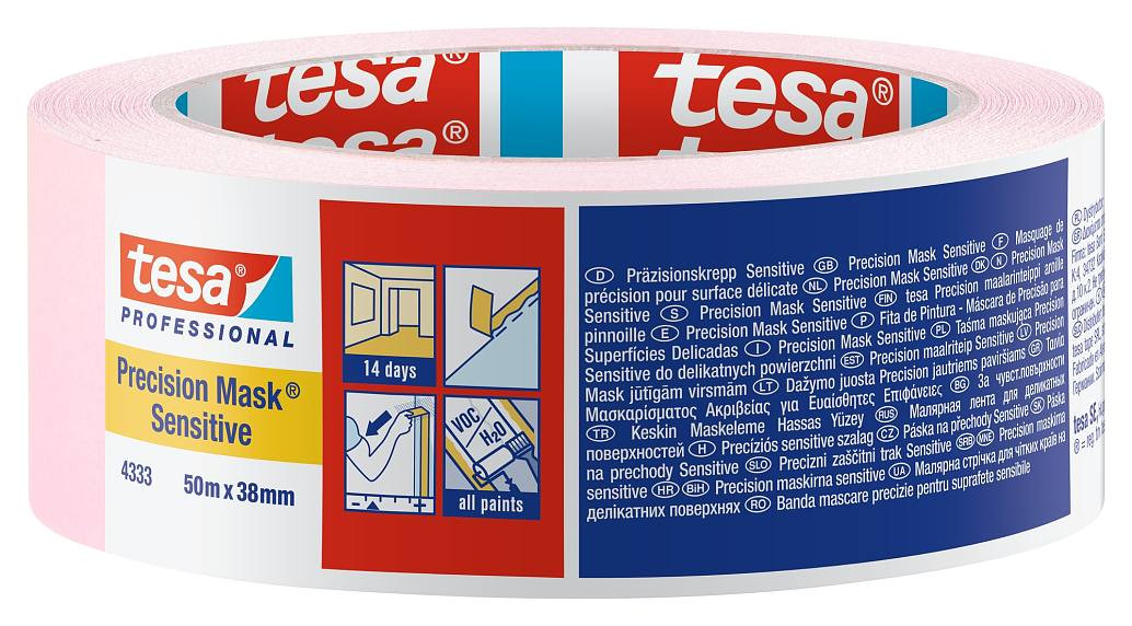TESA Apsauginė dažymo juosta Tesa 4333 jautriems paviršiams (38mm x 50m)