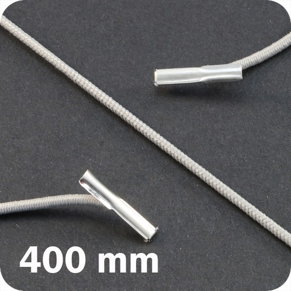 Apvalios elastinės gumelės su 2 metaliniais antgaliais 400mm ilgio, pilkos sp. (100vnt.)