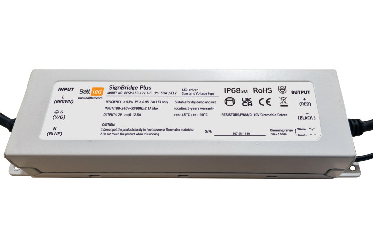 BALTLED LED Maitinimo šaltinis BaltLED Signbridge SLIM Plus PWM BPSP-150-12V.1-B 150W