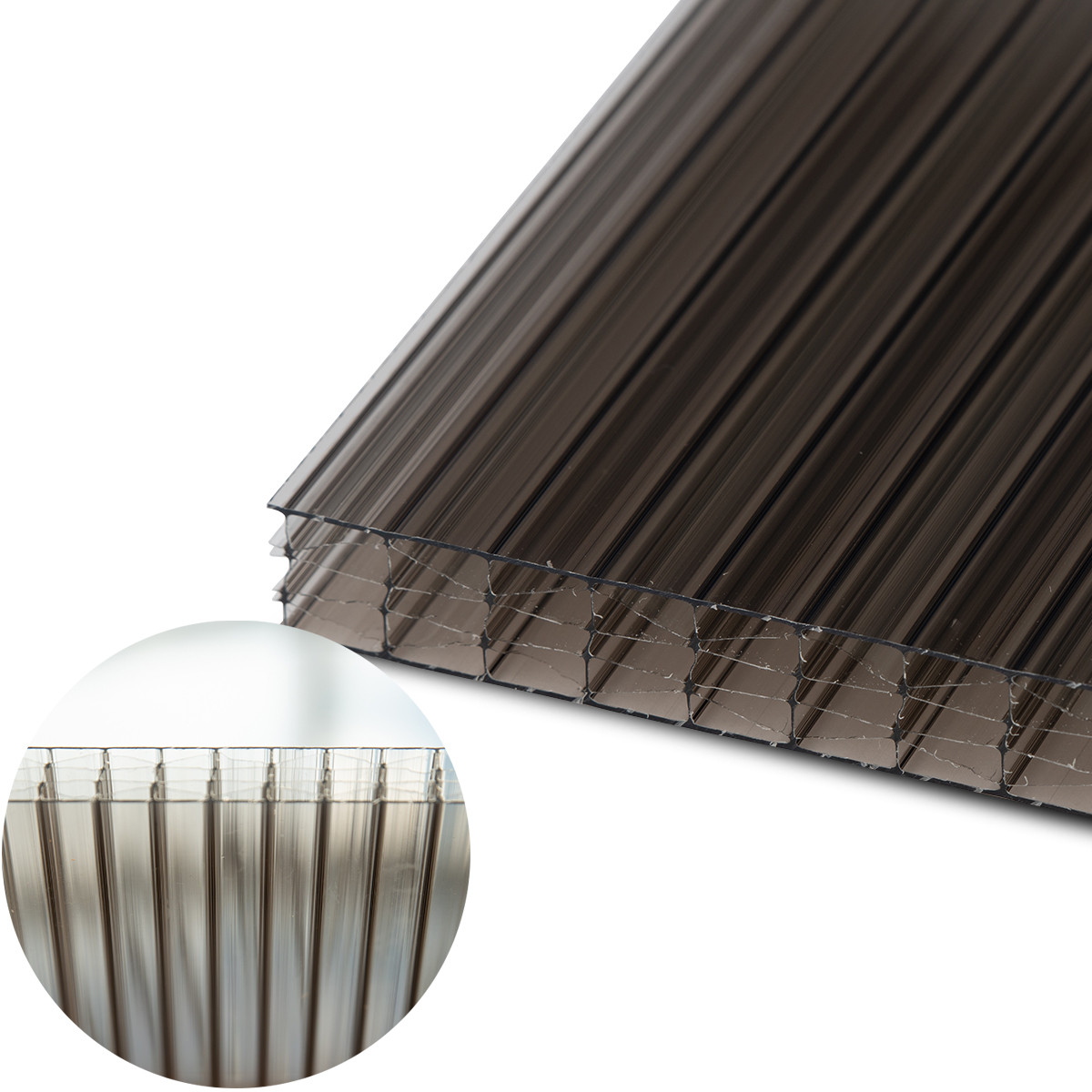 ARLA Polikarbonato plokštė PC Multiclear STRONG 6000x2100x16 mm, UV2 X kameros, bronzinė 2,6kg/m2