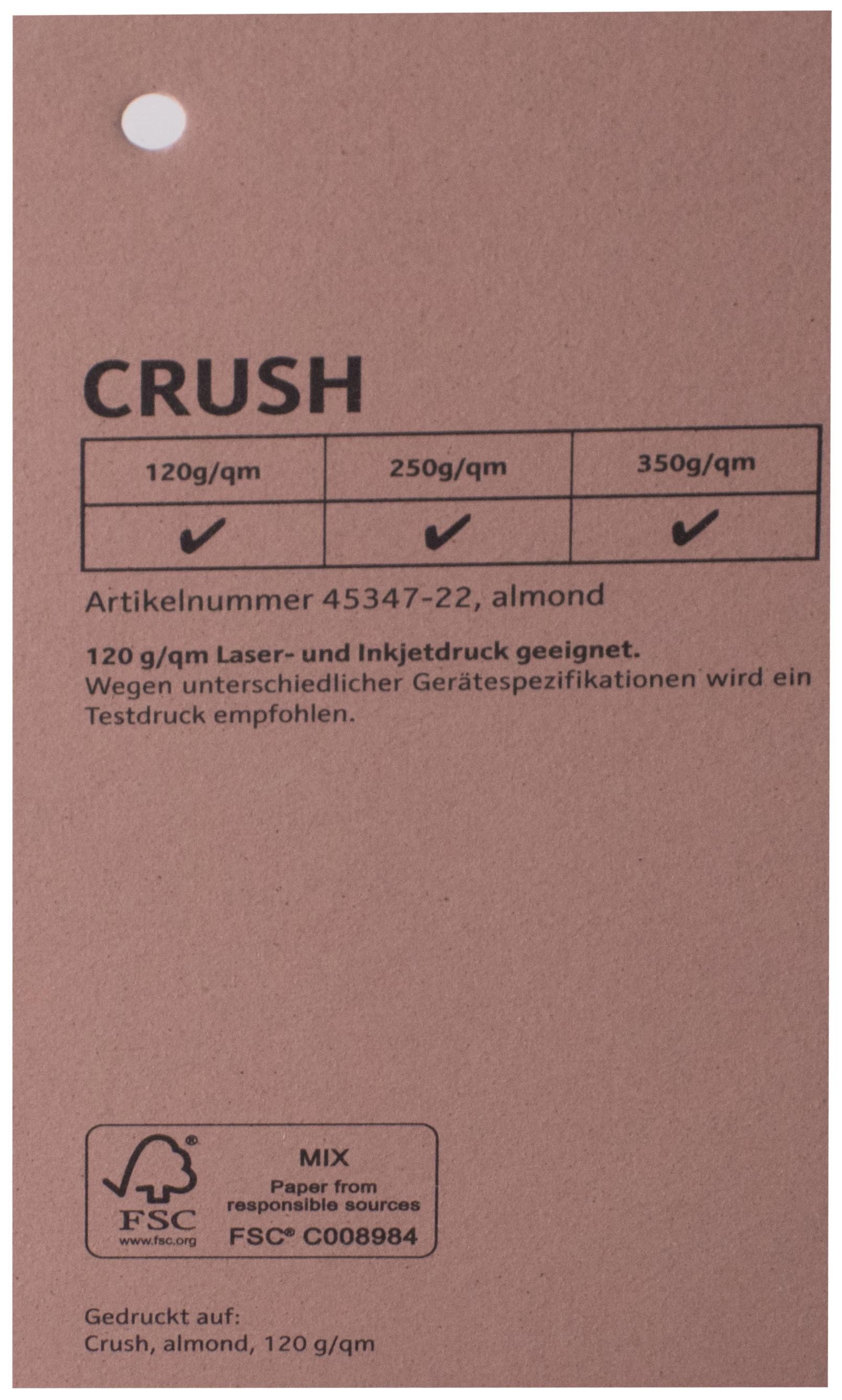 Igepa group Spalvotas tekstūrinis dizaino popierius  CRUSH almond 72x102cm 250 g/m²