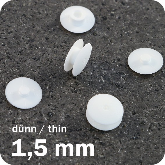 Plastikinės spaudės, baltos sp., 1,5mm ilgio