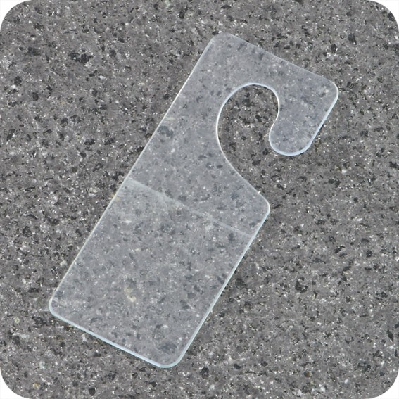 Plastikiniai lipnūs laikikliai su kabliuku 18 x 45mm, skaidrūs, Ritinys 500vnt.