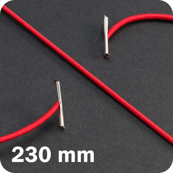 Apvalios elastinės gumelės su 2 metaliniais antgaliais 230mm ilgio, raudonos sp. (100vnt.)