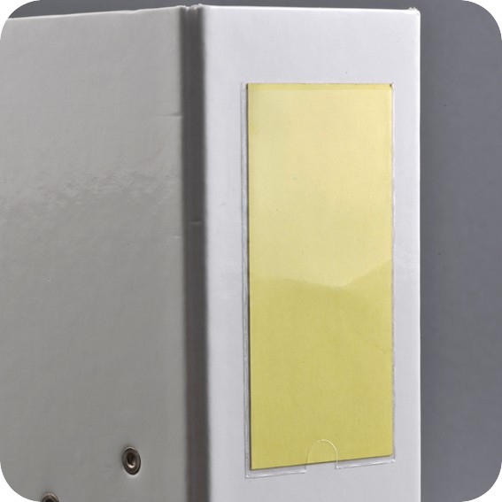 Lipnios įmautės segtuvų nugarėlėms 55 x 102mm, trumpoji kraštinė atvira, skaidrios