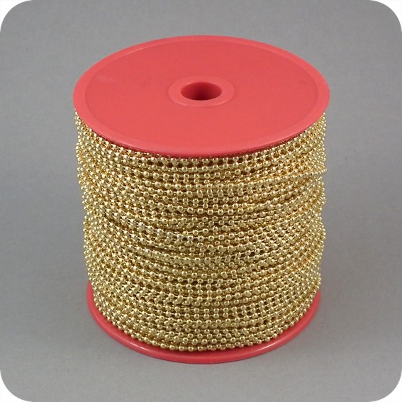 Metalinė žalvariuota burbuliukų grandinėlė, ritėje 100m ilgio, burbuliuko dn-2,4mm
