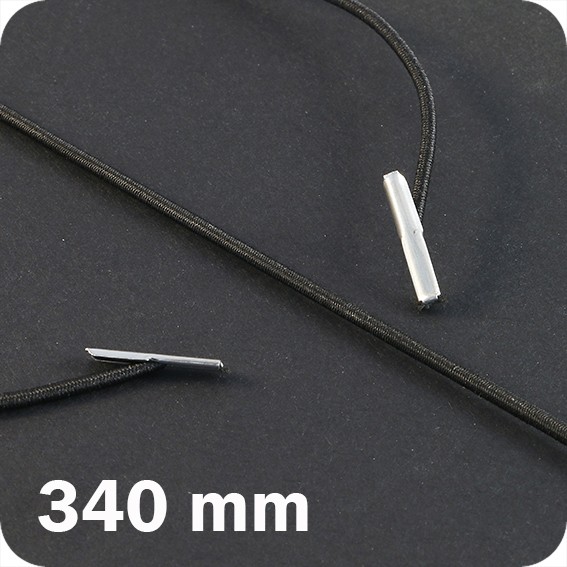 Apvalios elastinės gumelės su 2 metaliniais antgaliais 340mm ilgio, juodos sp. (100vnt.)