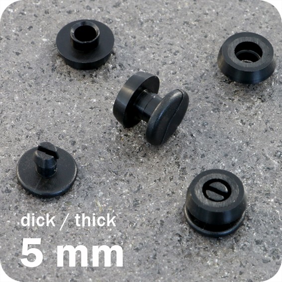 Plastikinės spaudės, juodos sp., 5mm ilgio