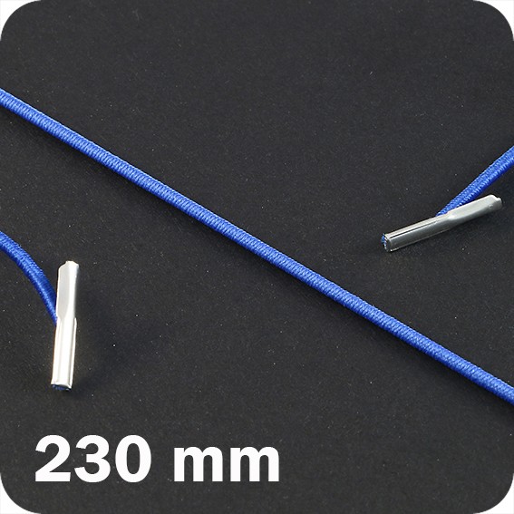 Apvalios elastinės gumelės su 2 metaliniais antgaliais 230mm ilgio, vid.mėlynos sp. (100vnt.)