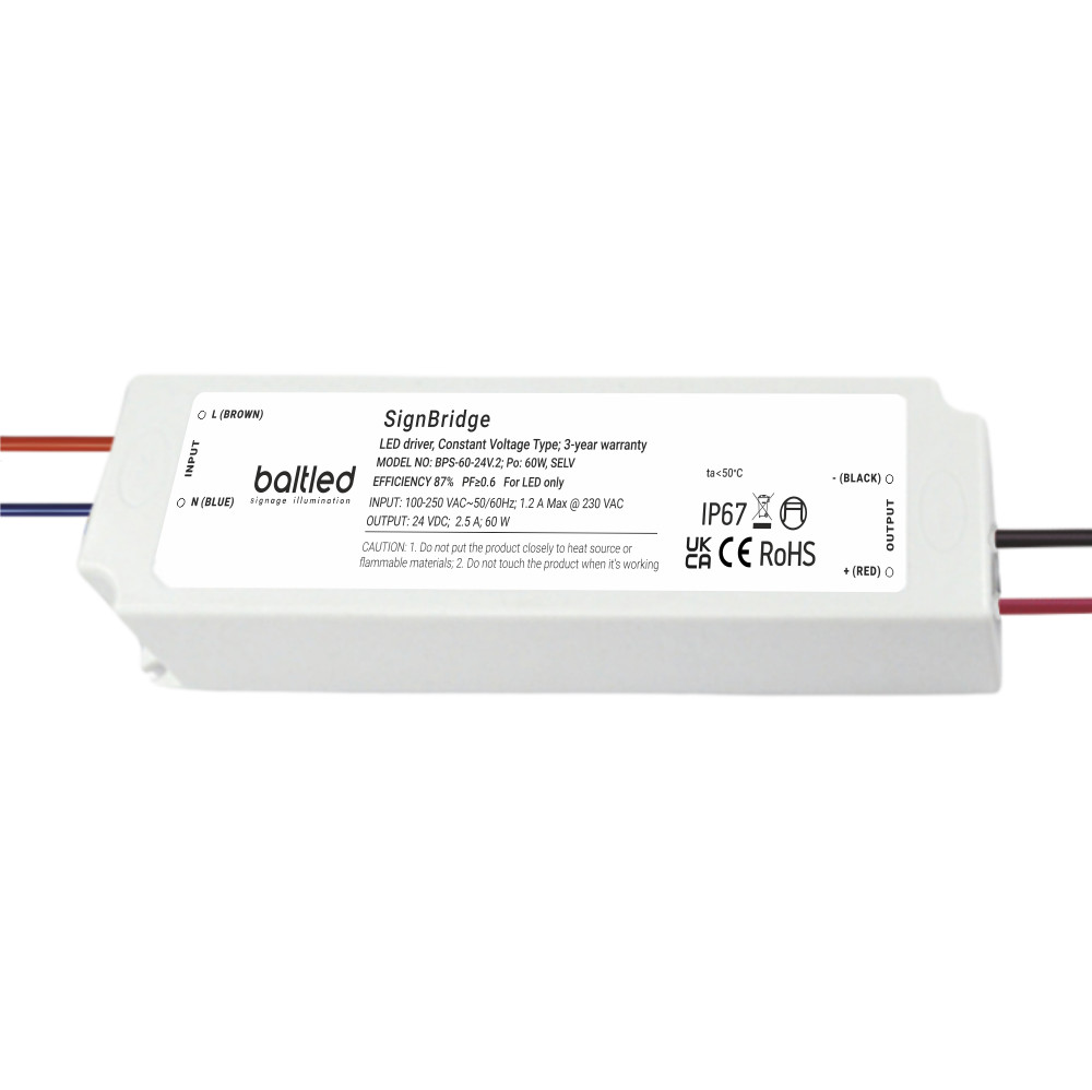 BALTLED LED Maitinimo šaltinis BaltLED Signbridge Plus 60W IP67