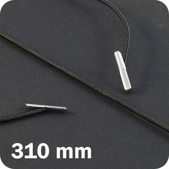Apvalios elastinės gumelės su 2 metaliniais antgaliais 310mm ilgio, juodos sp. (100vnt.)