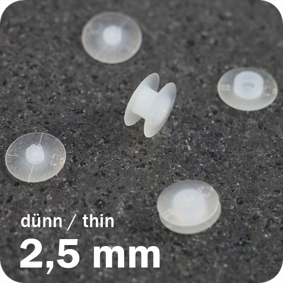 Plastikinės spaudės, skaidrios, 2,5mm ilgio
