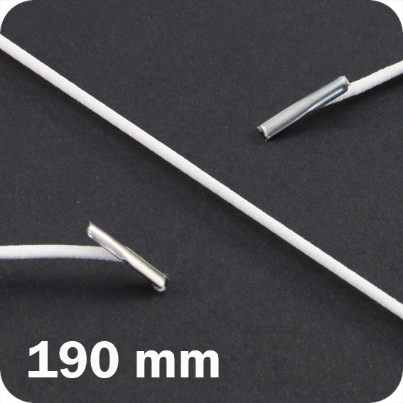 Apvalios elastinės gumelės su 2 metaliniais antgaliais 190mm ilgio, baltos sp. (100vnt.)