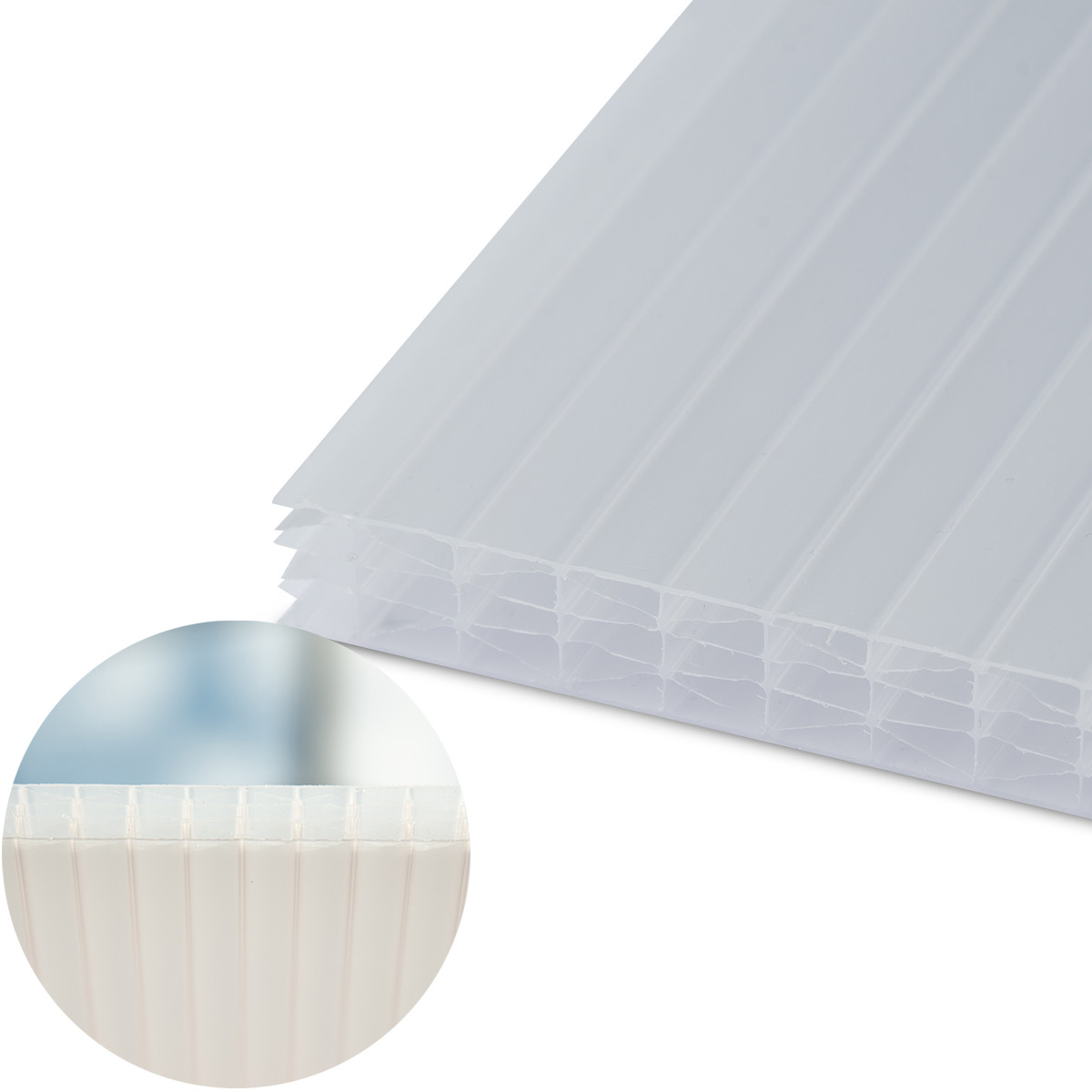 ARLA Polikarbonato plokštė PC Multiclear STRONG 6W 6m 6000x2100x16 mm X kameros, opal 2,5kg/m2