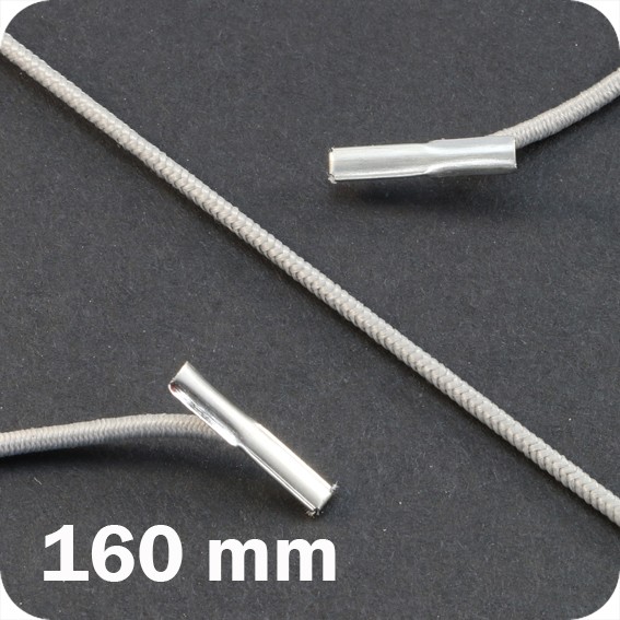 Apvalios elastinės gumelės su 2 metaliniais antgaliais 160mm ilgio, pilkos sp. (100vnt.)