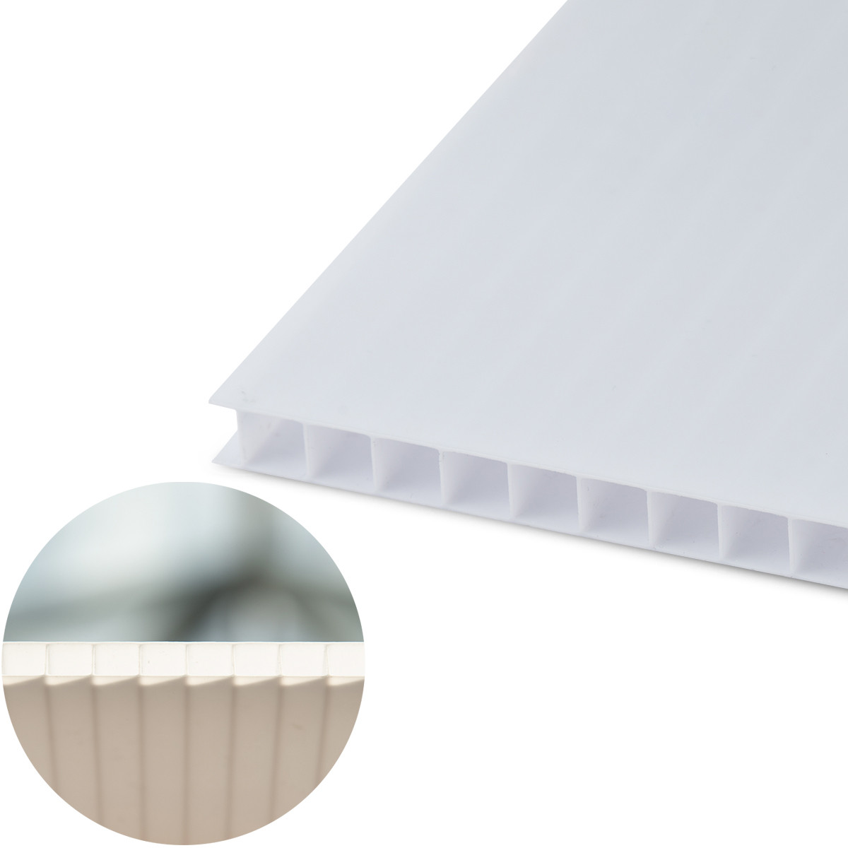 ARLA Polikarbonato plokštė PC Multiclear Box reklamai 6000x2100x10 mm, 1 kameros,  balta WH03 1125 1,7kg/m2