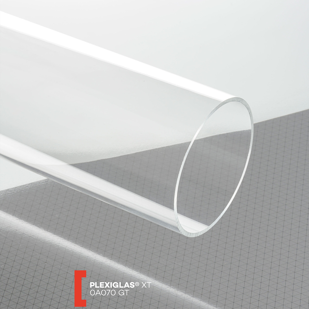 POLYVANTIS GmbH Organinio stiklo PMMA (akrilo) vamzdis Plexiglas XT (2000x46x50mm) 0A070 skaidrus