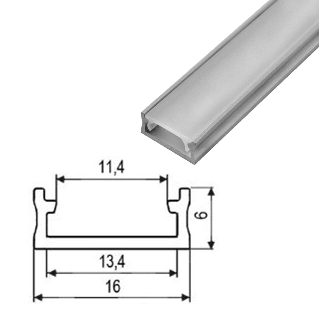 Aliuminio profilis LED SURFACE anoduotas 2m (R)