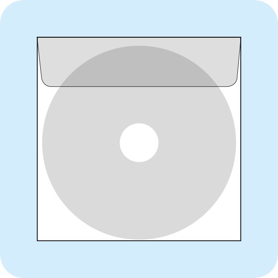 Lipnios mini-CD įmautės 91 x 91mm su atvartu, skaidrios