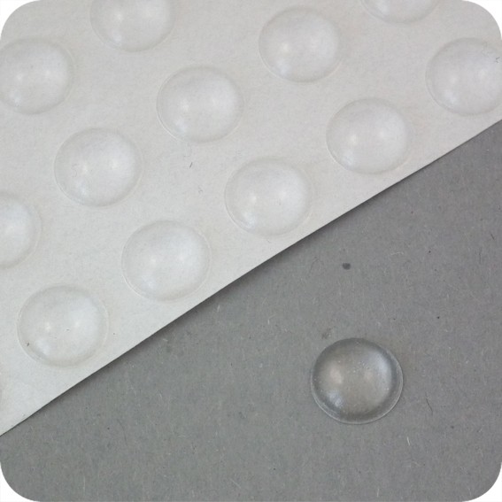 Lipnūs silikono kalneliai Bumpons ø - 8mm, 2,2mm storio, savilipiai, skaidrus, pusrutulio formos