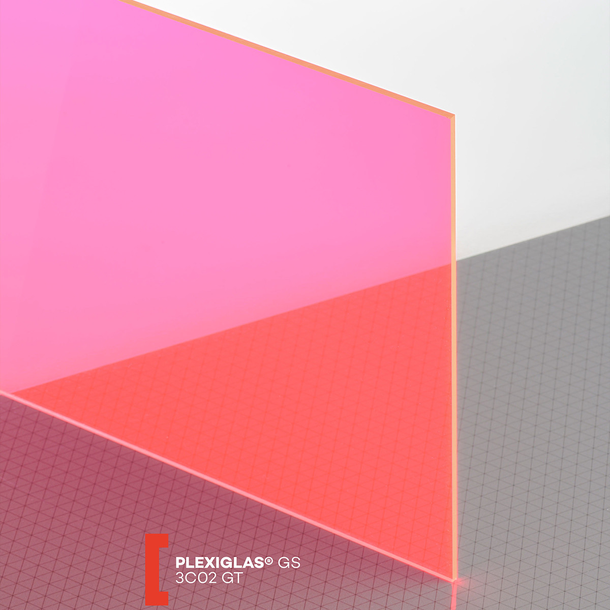 POLYVANTIS GmbH Plexiglas GS (3050x2030x3mm) 3C02 raudona fluor (2466)