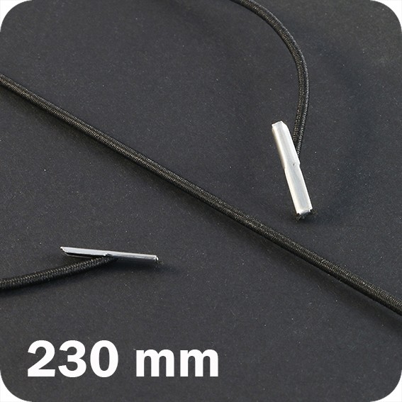 Apvalios elastinės gumelės su 2 metaliniais antgaliais 230mm ilgio, juodos sp. (100vnt.)