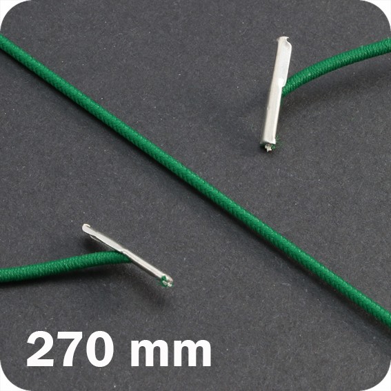 Apvalios elastinės gumelės su 2 metaliniais antgaliais 270mm ilgio, žalios sp. (100vnt.)