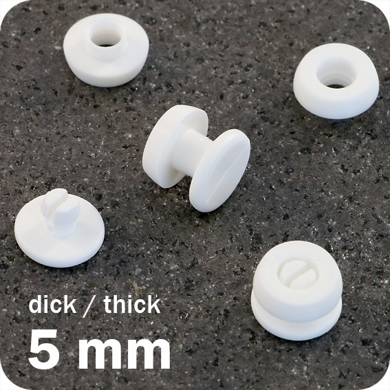 Plastikinės spaudės, baltos sp., 5mm ilgio