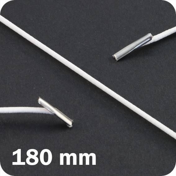 Apvalios elastinės gumelės su 2 metaliniais antgaliais 180mm ilgio, baltos sp. (100vnt.)