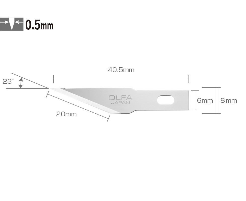 OLFA Geležtės KB4-S/5  skalpeliui AK-4   6mm 5 vnt.
