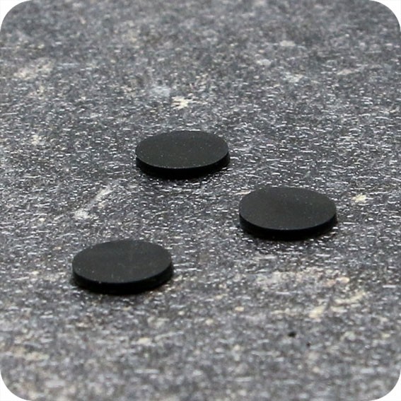 Lipnūs silikono kalneliai Bumpons ø - 8mm, 1,0mm storio, savilipiai, juodos sp., disko formos  (50vnt.)