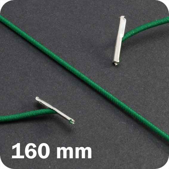 Apvalios elastinės gumelės su 2 metaliniais antgaliais 160mm ilgio, žalios sp. (100vnt.)