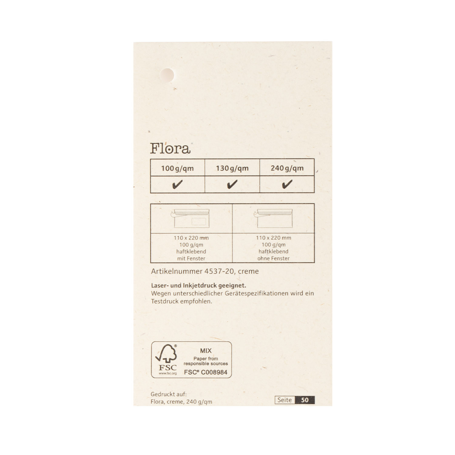 Igepa group Spalvotas tekstūrinis dizaino popierius  Flora meliert creme 240g/m2 (72x102 cm) kreminė sp.