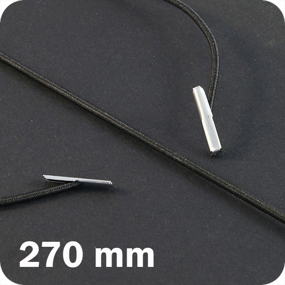 Apvalios elastinės gumelės su 2 metaliniais antgaliais 270mm ilgio, juodos sp. (100vnt.)