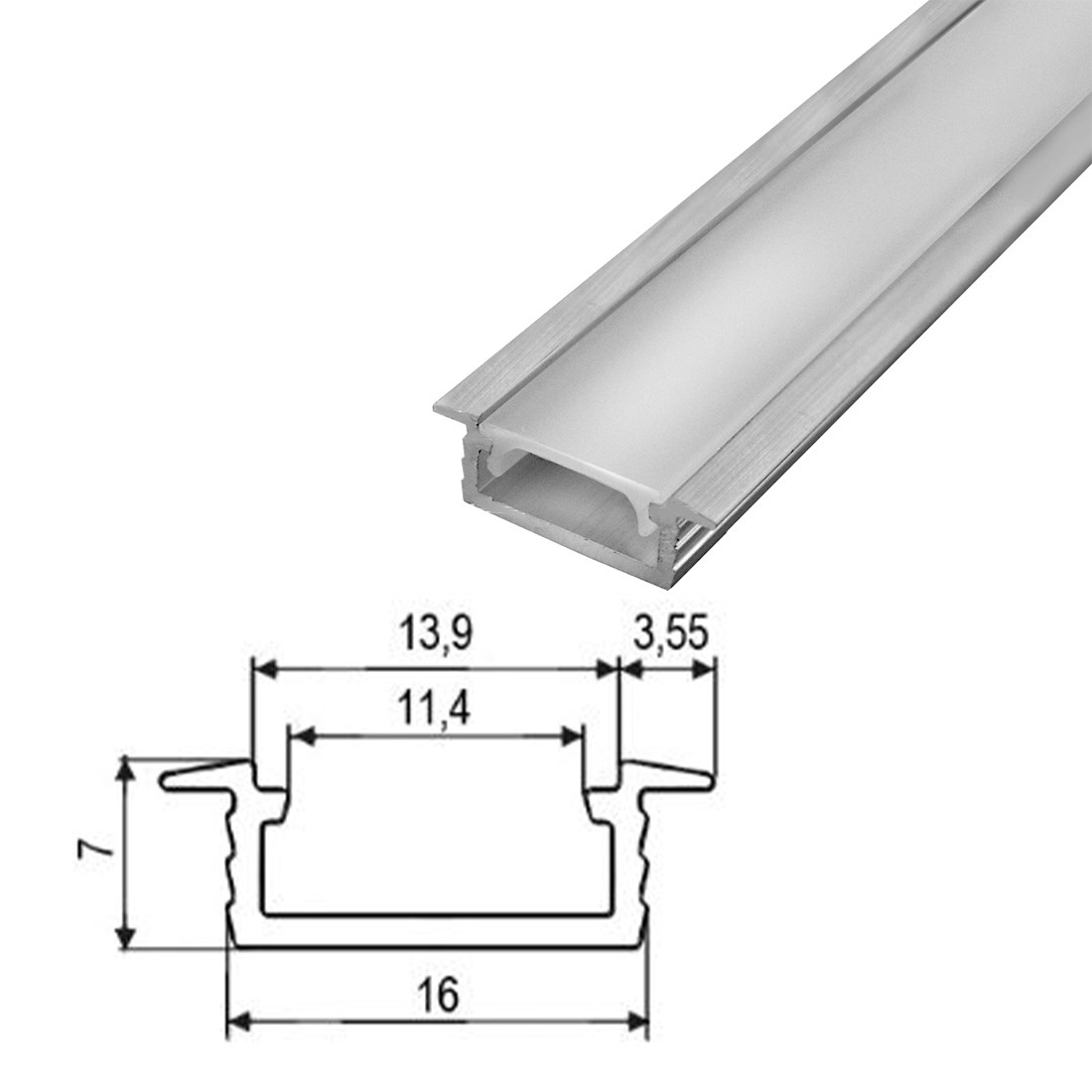 Aliuminio profilis LED GROOVE anoduotas 2m (R)