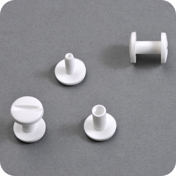 Plastmasiniai varžtai knygoms, d-5mm, ilgis 10mm (balti)