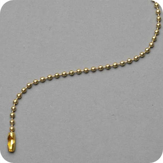 Metalinės žalvariuotos burbuliukų grandinėlės su jungtimi, 102mm ilgio, burbuliuko dn-2,4mm