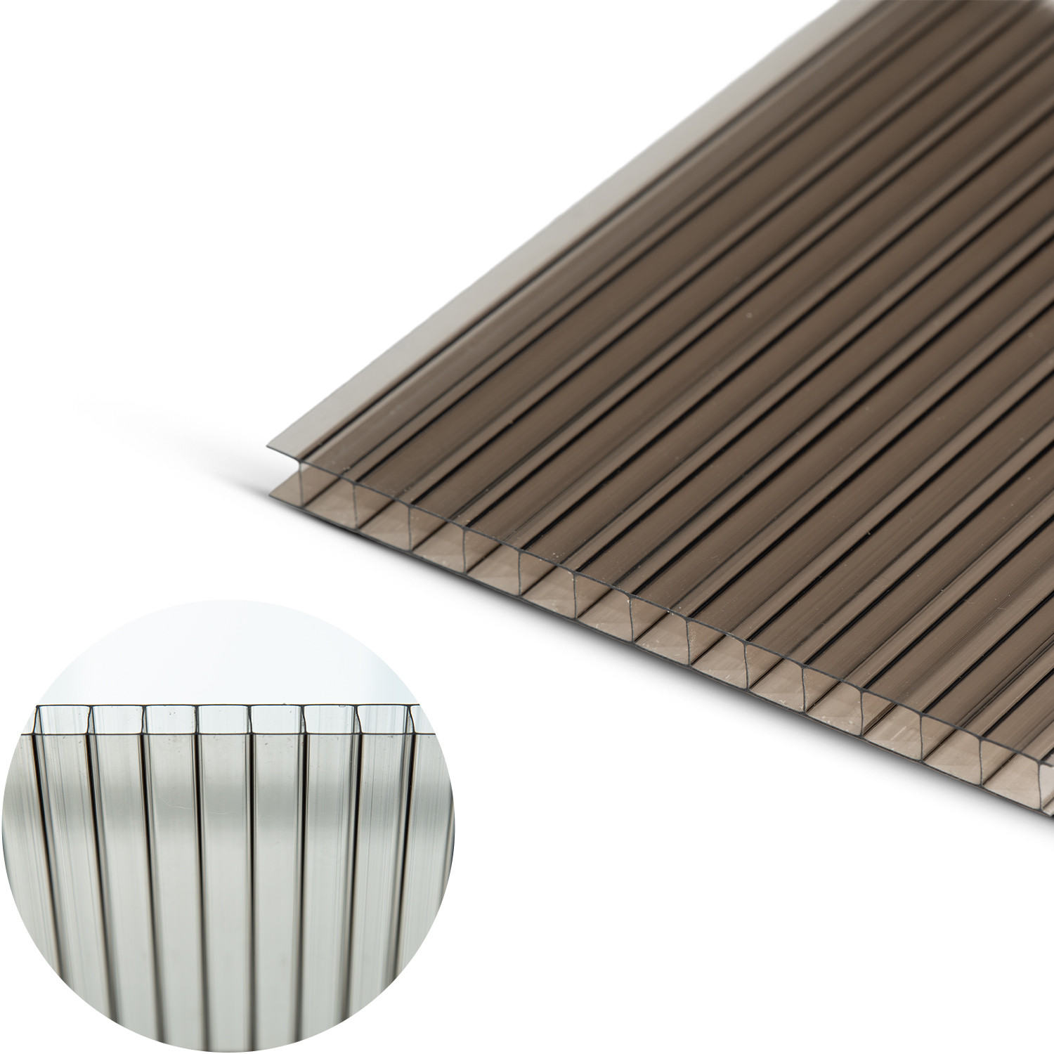 Exolon Group Polikarbonato plokštė PC Exolon multi 1845 6000x2100x10 mm 1 kameros, bronzinis 1,7kg/m2