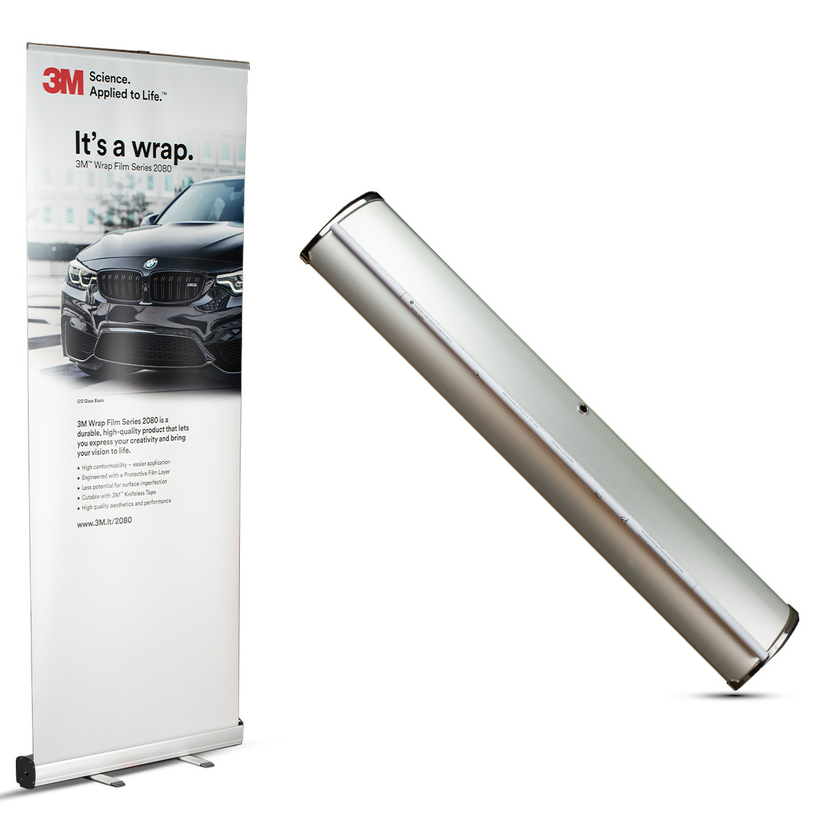Stendas IGEPA Queen Roll up vienpusis, model 17, (850x2000mm) sidabrinis